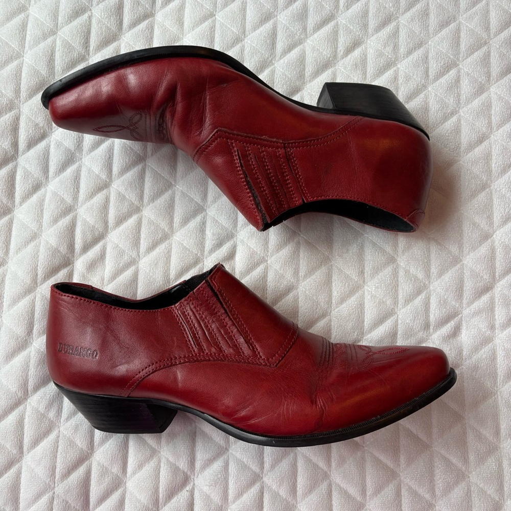 DURANGO Cowgirl Western Boho Ankle Booties Red Leather Slip On Women 9M RO3525 - Picture 7 of 16